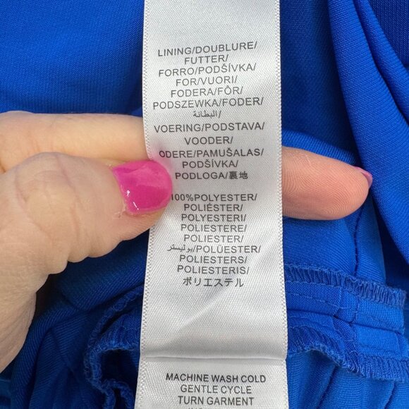 Adrianna Papell Banded Cocktail Dress Cool Cobalt Blue 3/4 Sleeve Sheath Sz 16W - Picture 8 of 14